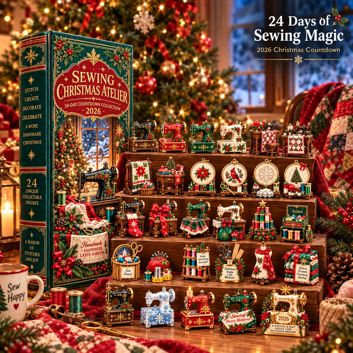 24 Days of Sewing Magic Advent Calendar – 24 Collectible Sewing Miniatures for Crafters, Quilters & Sewing Lovers