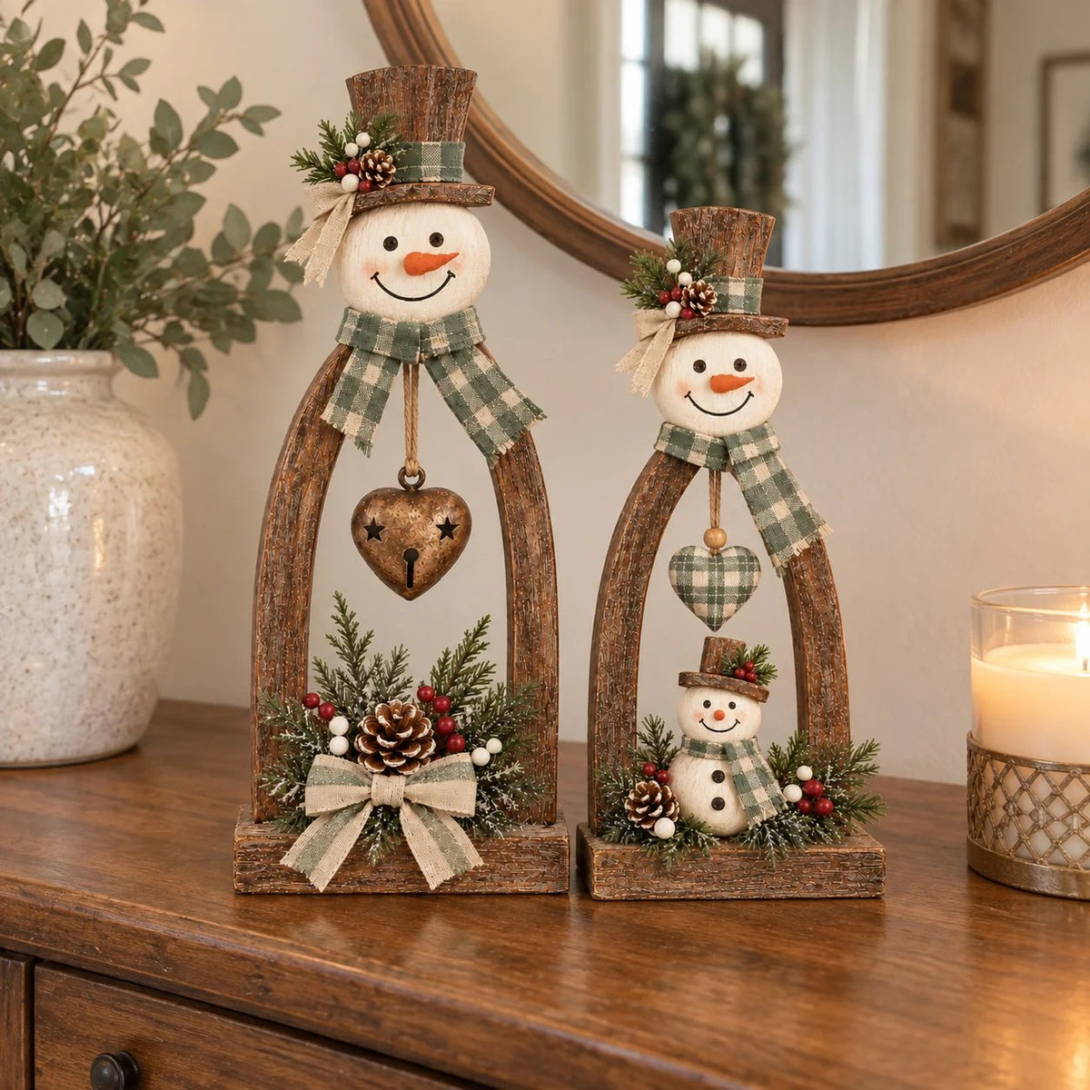 🤎Rustic Vintage Snowman Tabletop Decor Set ☃️