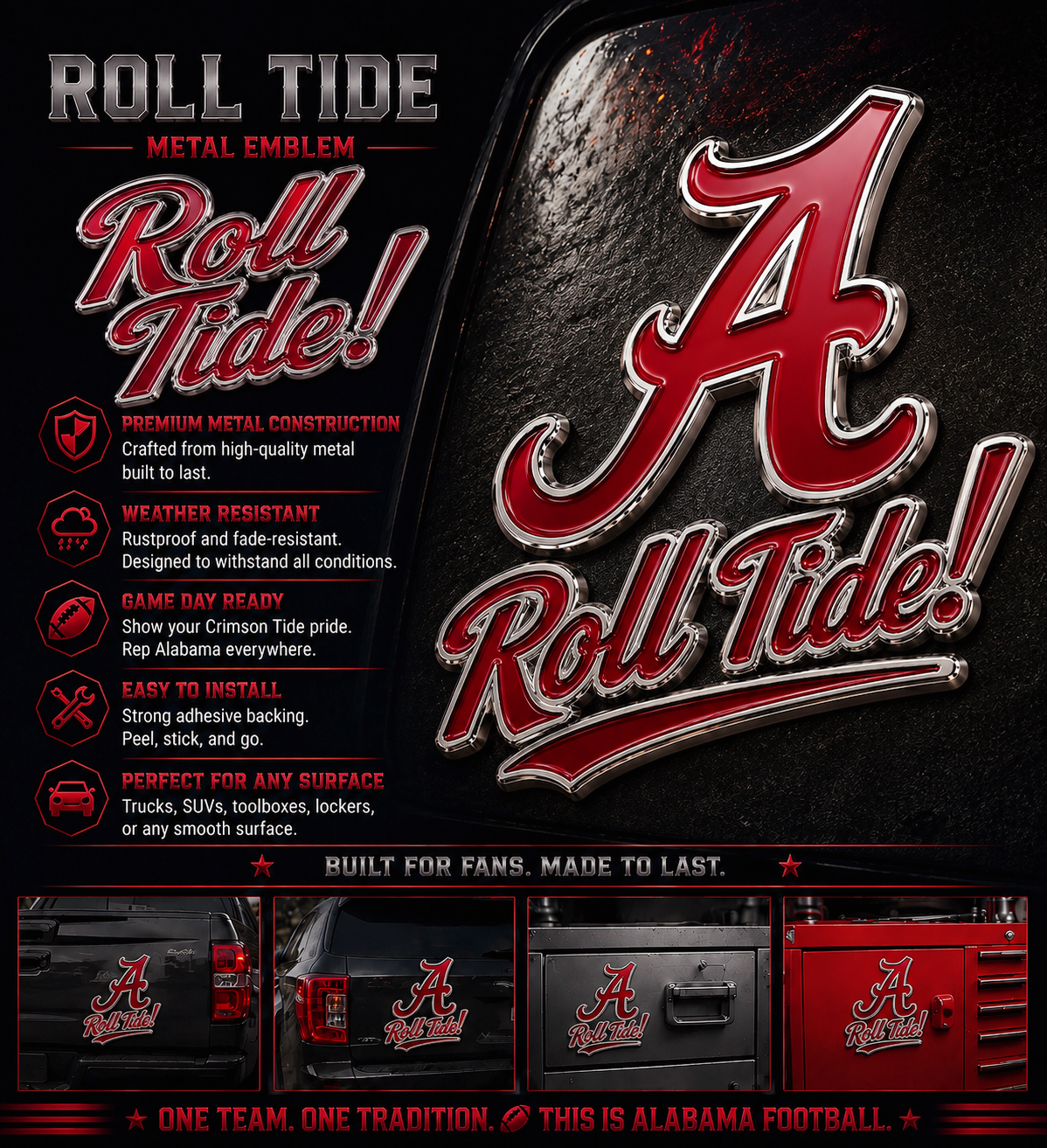 🇺🇸 Last Day Promo: 50% OFF🌊🐘Roll Tide Car Emblem Metal Badge🏈