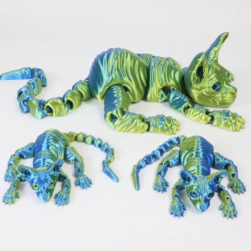 3pcs Large 3D Printed Sphynx Cat Statues (19.96in & 9.06in) - Movable ADHD 3D Fidget Stress Relief Toys for Adults, Whimsical Desktop Decoration Ornaments, House Decor Home Goods Gifts