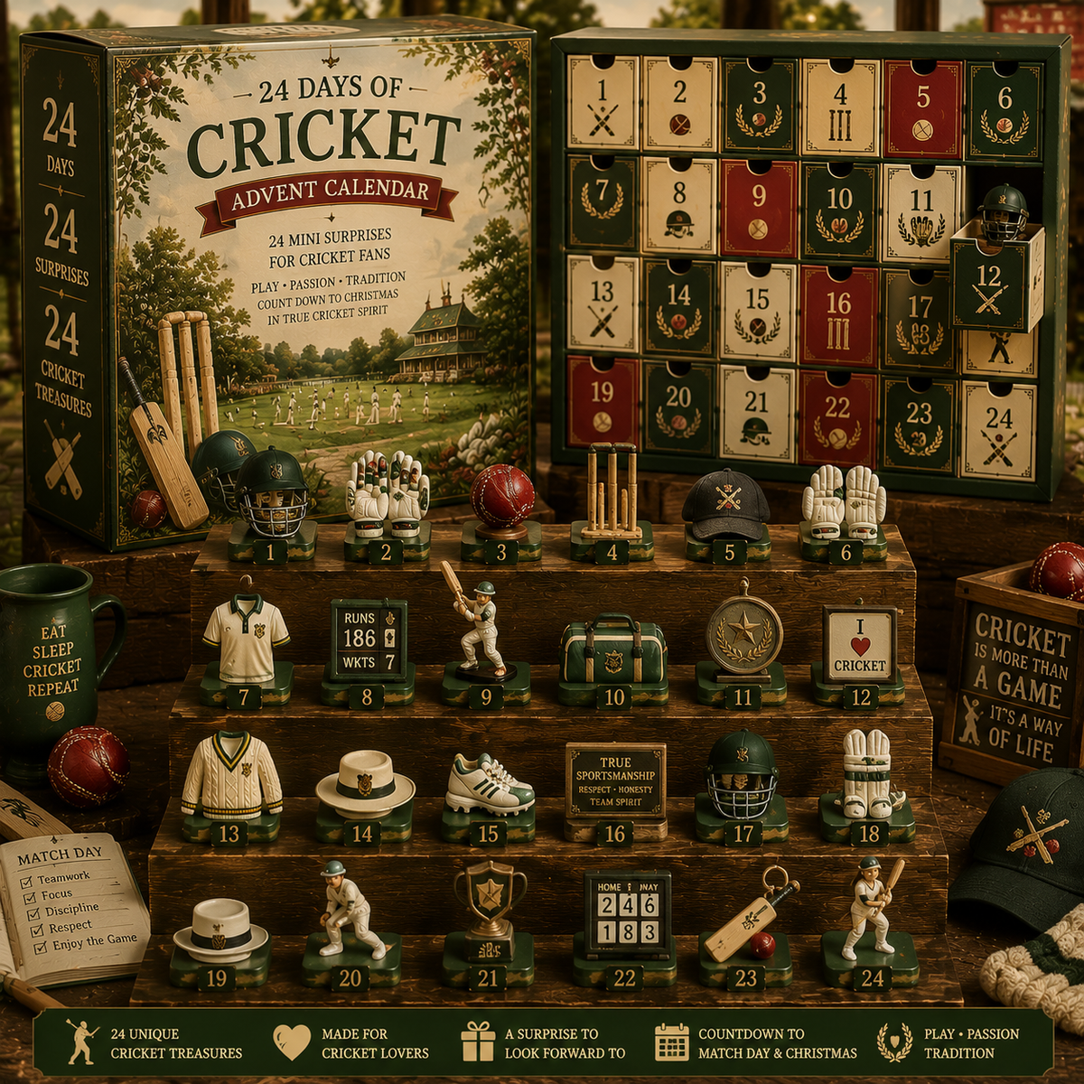 Christmas Season Kickoff: Save 49% — "2026 Days of Cricket" Baseball-Themed Blind Box — A 24-Day Holiday Countdown Featuring Miniature Collectible Baseball Models