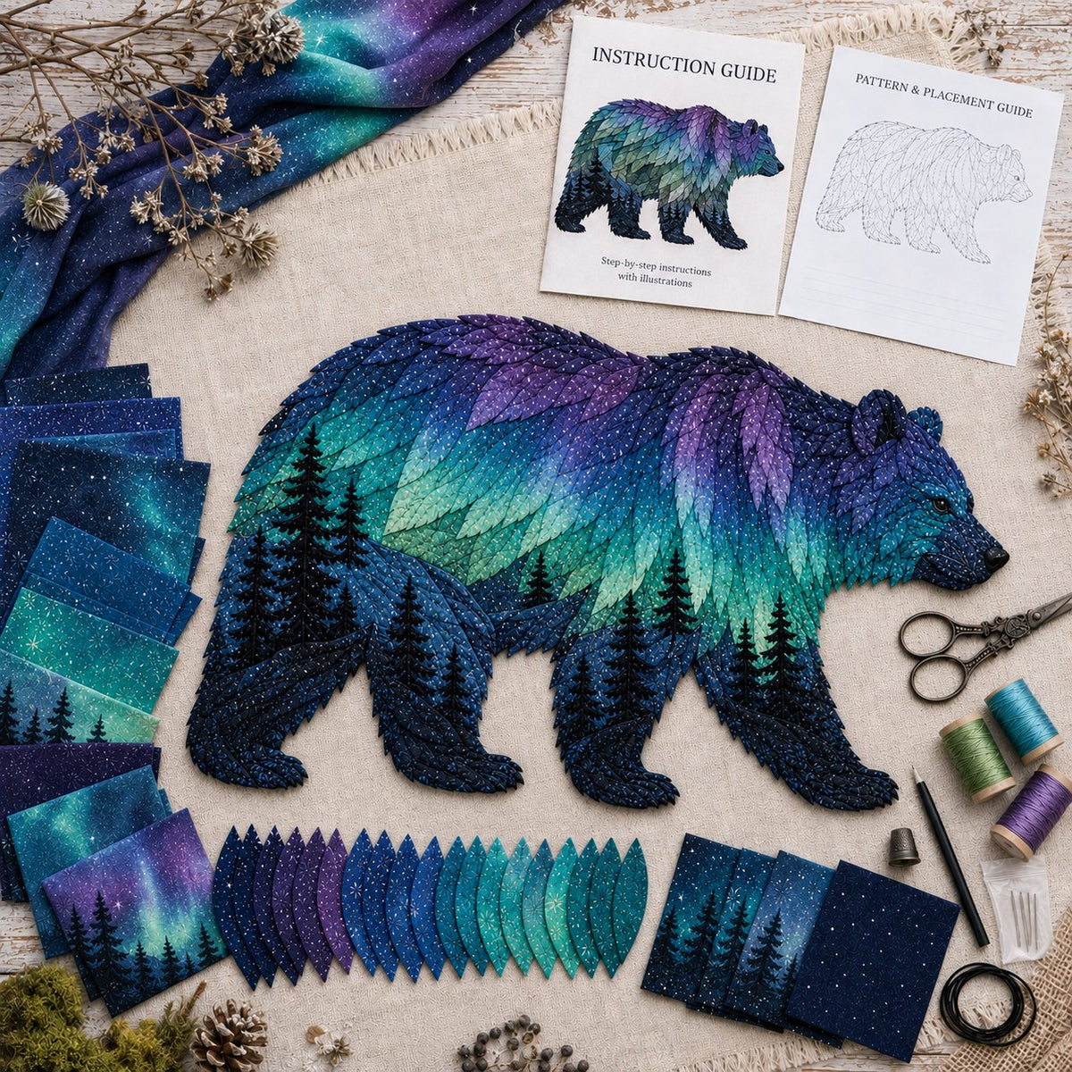 ⏳ Last Day 50% OFF – 🌌 Beginner-Friendly Northern Lights Wildlife DIY Patchwork Kit | Complete Kit with All Tools & Step-by-Step Guide Included 💕