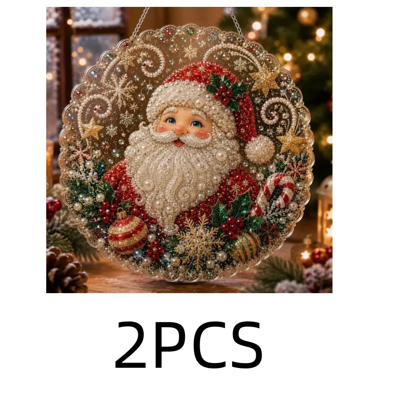 Christmas Santa Theme Diamond Painting DIY Adult Craft Kit - 8in Acrylic Base Festive Art, Holiday Decorations for Home Outdoor, Great Gift (Sports & Outdoor Camping Hiking GPS Navigation Companion Accessory)