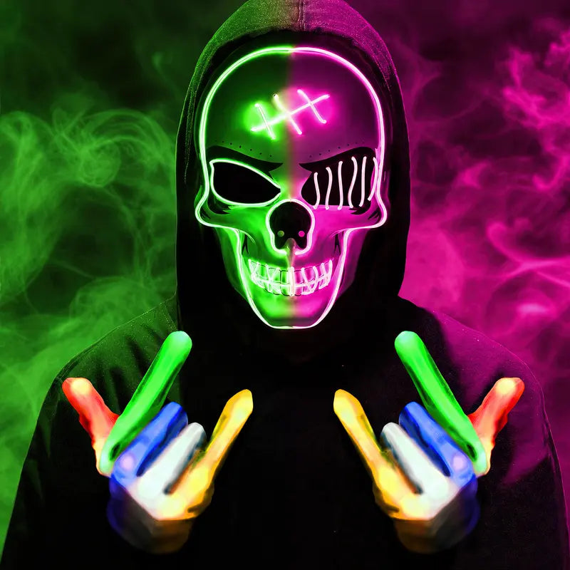 Halloween LED Skeleton Purge Mask, Themed Headwear & Accessories, Glow-in-the-Dark Facemask for Halloween Costume Parties