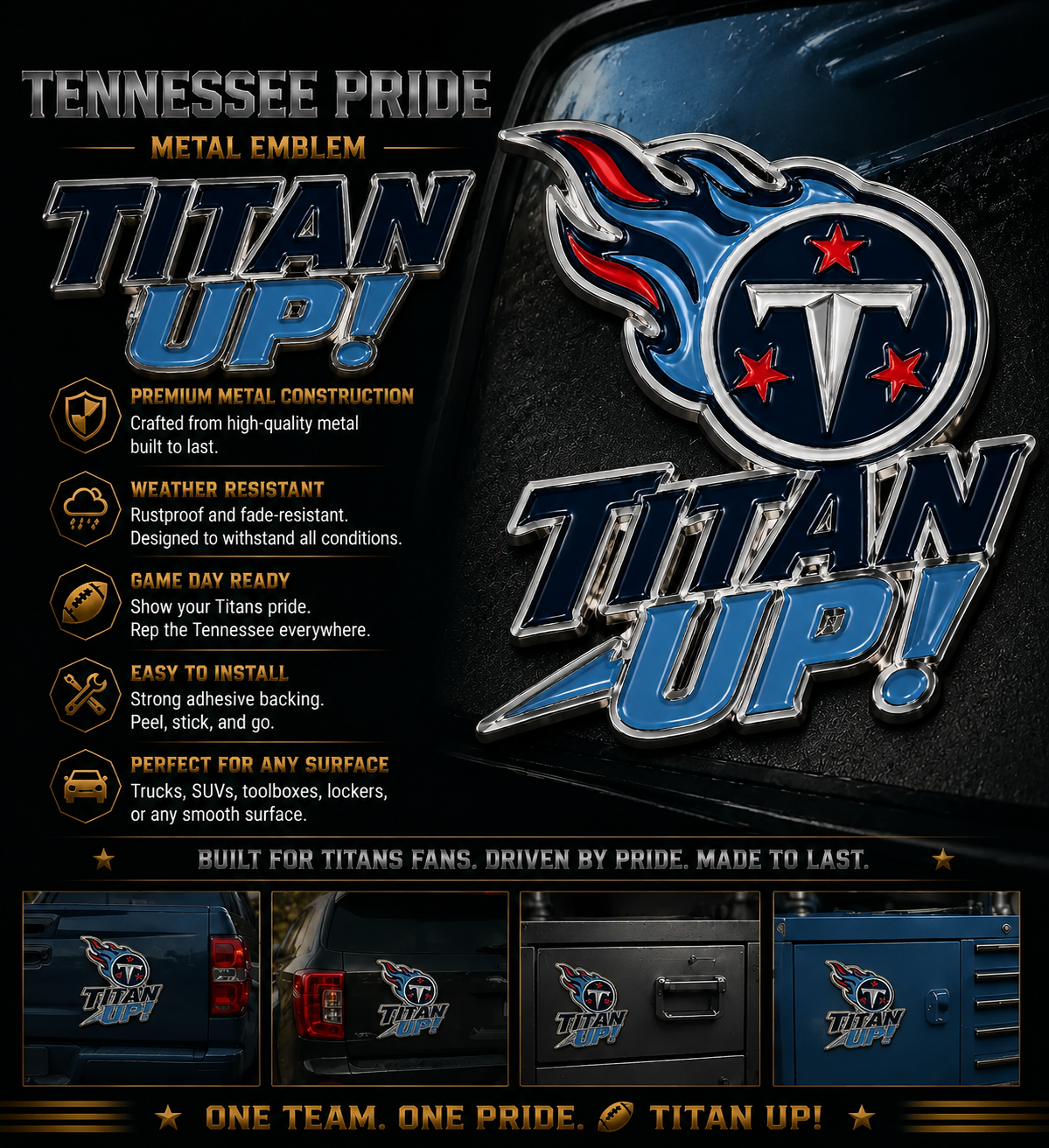 🇺🇸 Last Day Promo: 50% OFF🔥Titan Up Car Emblem Metal Badge🏈