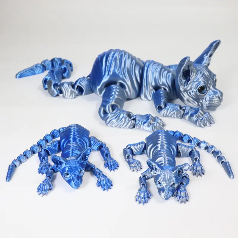 3pcs Large 3D Printed Sphynx Cat Statues (19.96in & 9.06in) - Movable ADHD 3D Fidget Stress Relief Toys for Adults, Whimsical Desktop Decoration Ornaments, House Decor Home Goods Gifts