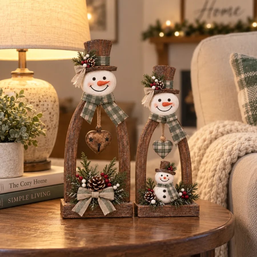 🤎Rustic Vintage Snowman Tabletop Decor Set ☃️