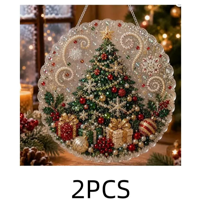 Christmas Santa Theme Diamond Painting DIY Adult Craft Kit - 8in Acrylic Base Festive Art, Holiday Decorations for Home Outdoor, Great Gift (Sports & Outdoor Camping Hiking GPS Navigation Companion Accessory)