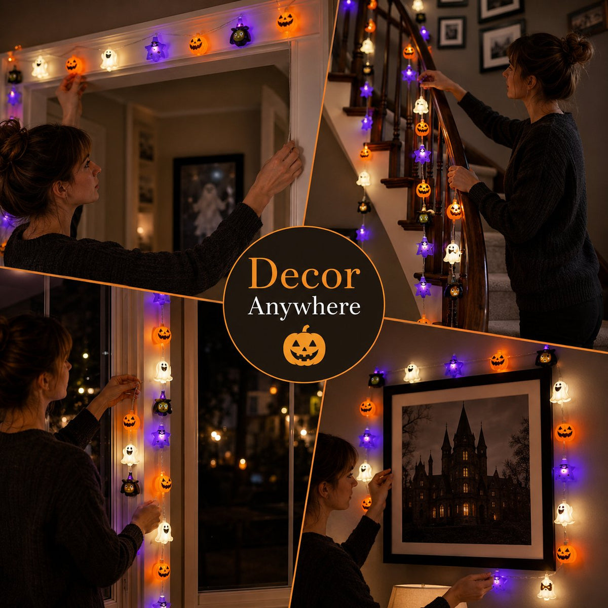 3D Character‐Themed Halloween String Lights|Bring Vivid Festive Glow to Your Halloween Party & Trick‐or‐Treat Night