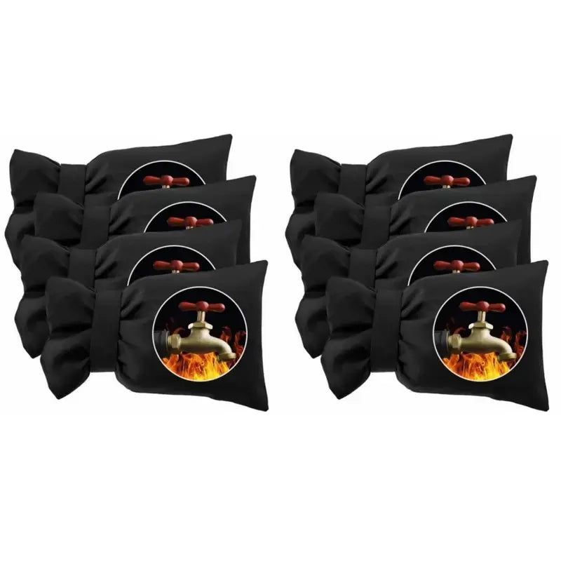 4/8-Pcs Outdoor Faucet Cover Pack, 5.5x7.9in Acrylic Thermal Waterproof Shield with Thick Heat Barrier, Slide-On Hose Bib Socks with Strap, Reusable Winter Protection for Garden & Patio (Fire Graphic Design),sohochic