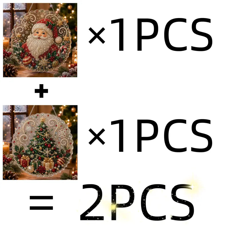Christmas Santa Theme Diamond Painting DIY Adult Craft Kit - 8in Acrylic Base Festive Art, Holiday Decorations for Home Outdoor, Great Gift (Sports & Outdoor Camping Hiking GPS Navigation Companion Accessory)