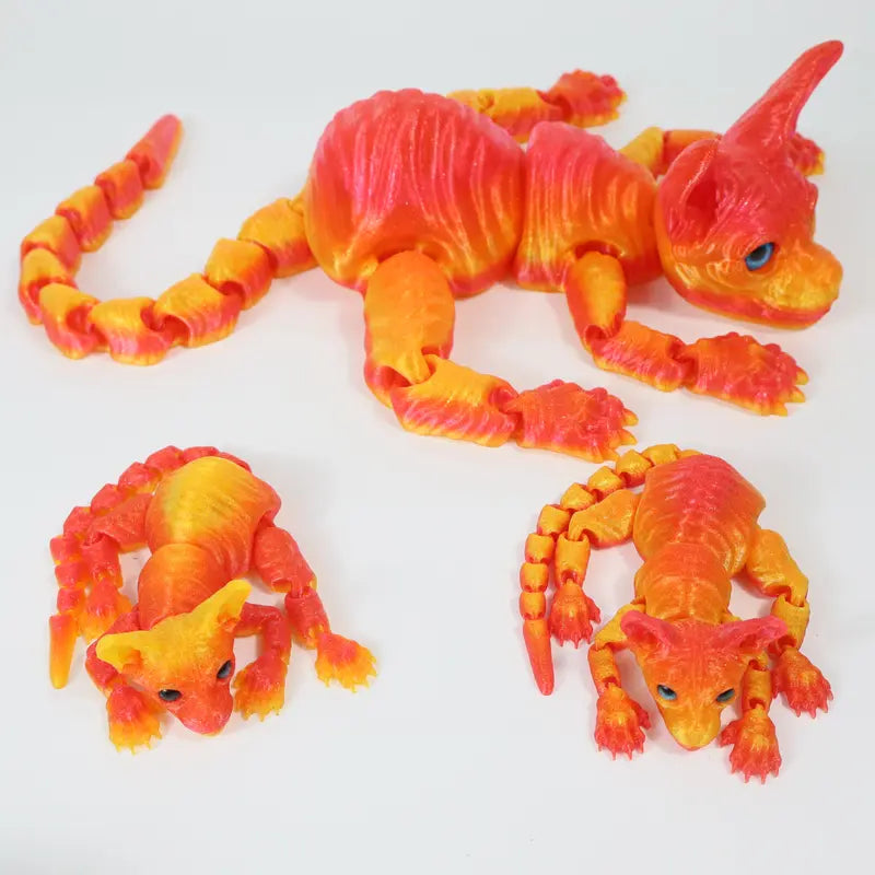 3pcs Large 3D Printed Sphynx Cat Statues (19.96in & 9.06in) - Movable ADHD 3D Fidget Stress Relief Toys for Adults, Whimsical Desktop Decoration Ornaments, House Decor Home Goods Gifts