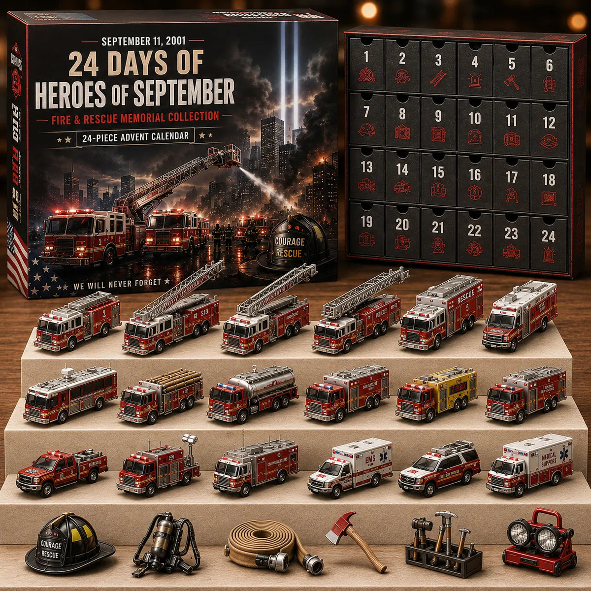 🔥50% Off Last Day -Never Forget – 24-Piece Fire & Rescue Heroes Memorial Collection