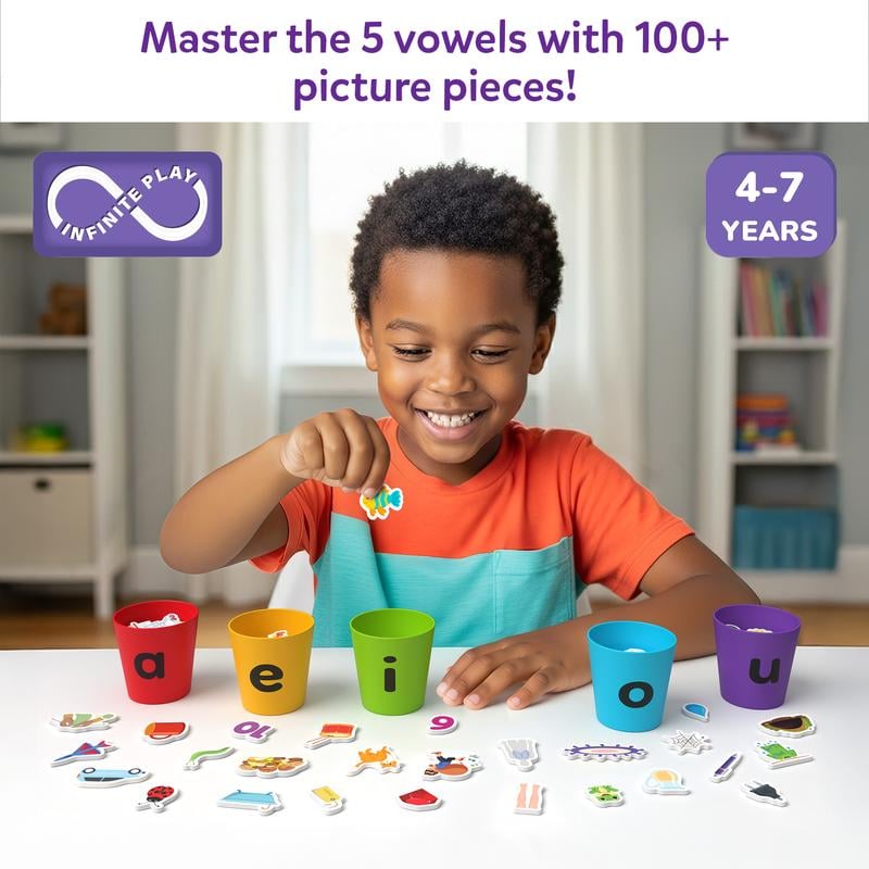 Phonics Vowel Sorting Toy – 100+ Picture Pieces, Ages 4–7