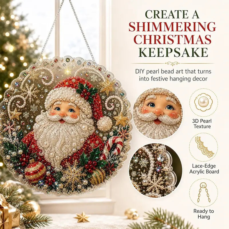 Christmas Santa Theme Diamond Painting DIY Adult Craft Kit - 8in Acrylic Base Festive Art, Holiday Decorations for Home Outdoor, Great Gift (Sports & Outdoor Camping Hiking GPS Navigation Companion Accessory)
