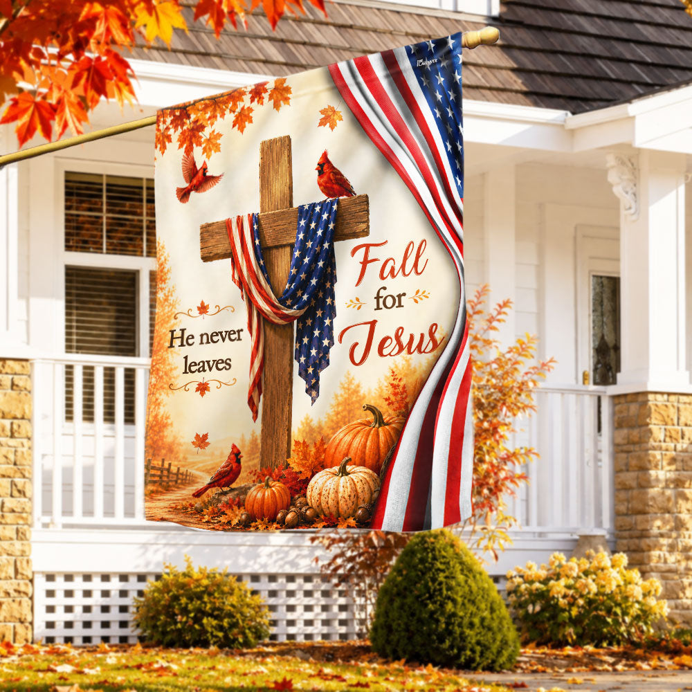 Fall for Jesus Garden Flag, Cross Cardinal Christian Fall Flag Decor