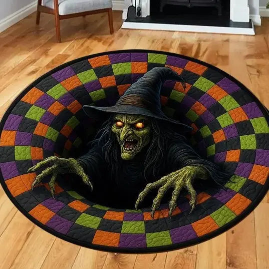Halloween decor 2026 3D Skeleton Trap Hole Illusion Rug Spooky Halloween Floor Mat Non Slip Crystal Velvet Room Decor