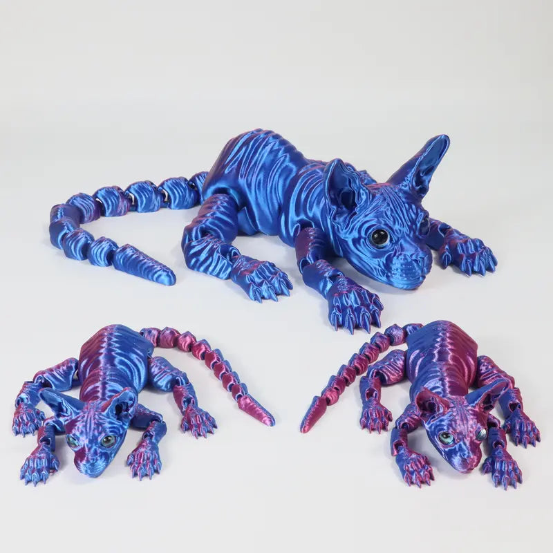3pcs Large 3D Printed Sphynx Cat Statues (19.96in & 9.06in) - Movable ADHD 3D Fidget Stress Relief Toys for Adults, Whimsical Desktop Decoration Ornaments, House Decor Home Goods Gifts