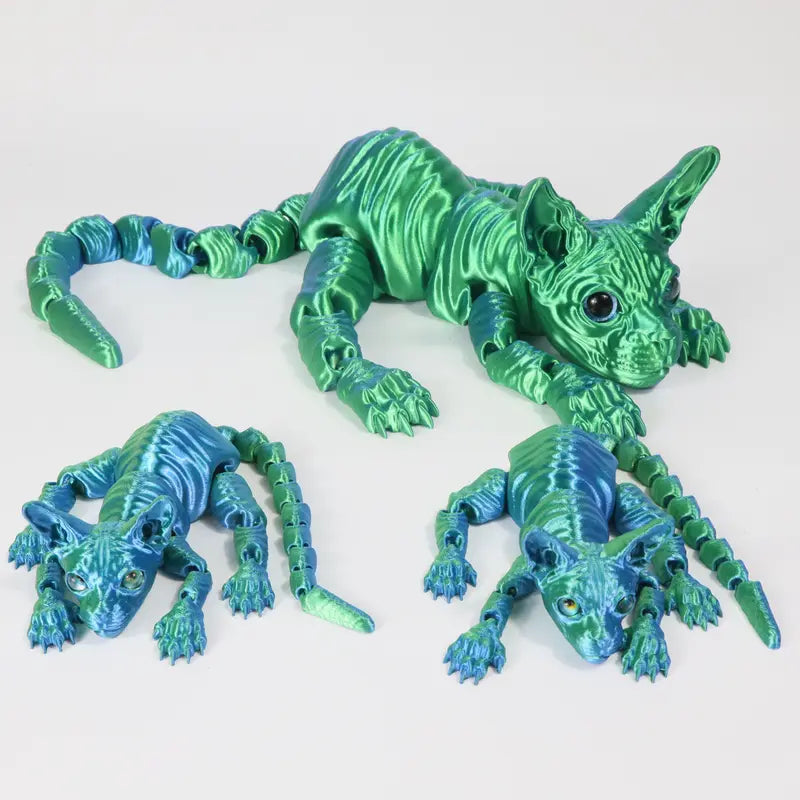 3pcs Large 3D Printed Sphynx Cat Statues (19.96in & 9.06in) - Movable ADHD 3D Fidget Stress Relief Toys for Adults, Whimsical Desktop Decoration Ornaments, House Decor Home Goods Gifts