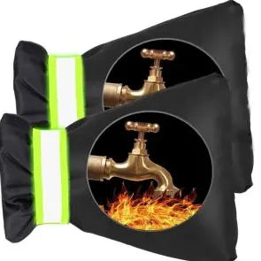 4/8-Pcs Outdoor Faucet Cover Pack, 5.5x7.9in Acrylic Thermal Waterproof Shield with Thick Heat Barrier, Slide-On Hose Bib Socks with Strap, Reusable Winter Protection for Garden & Patio (Fire Graphic Design),sohochic