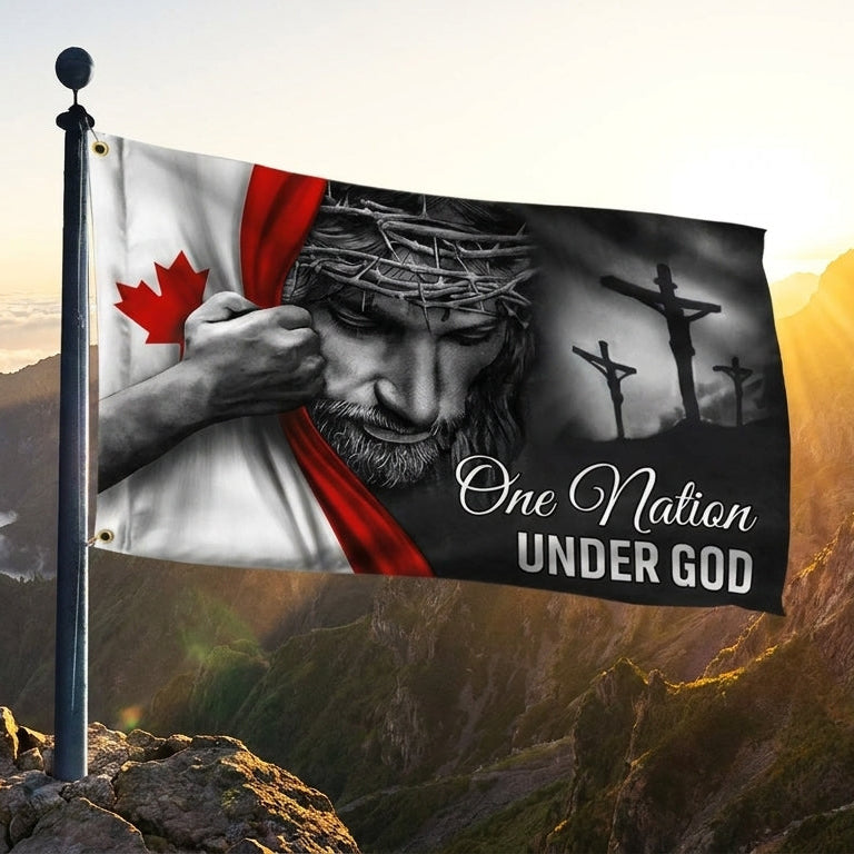 Jesus Flag One Nation Under God Canadian Grommet Flag