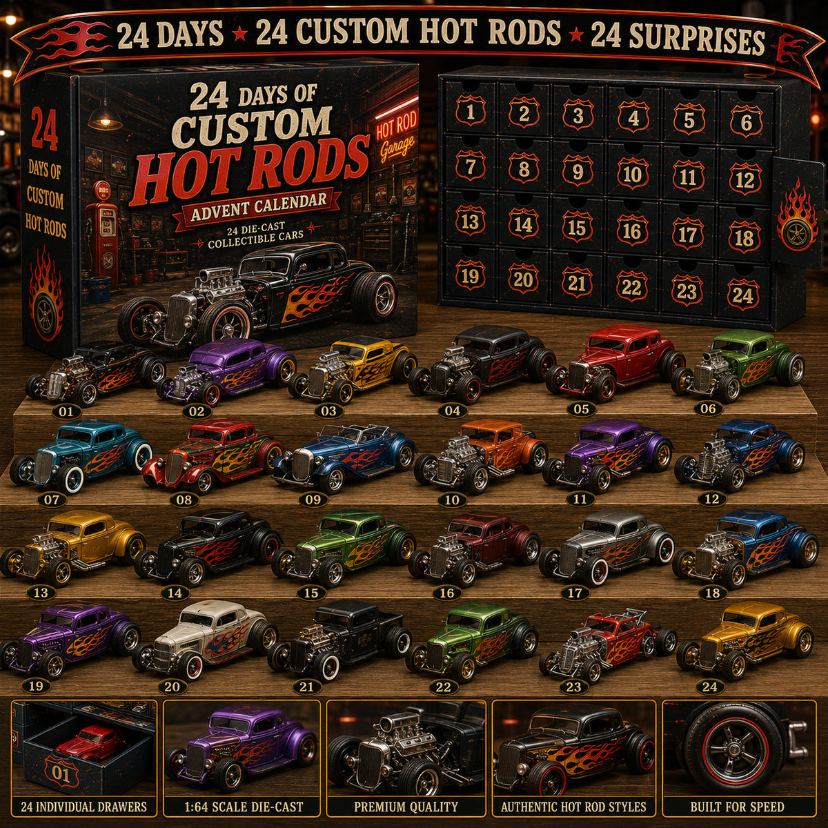 24 Days of American Car Legends Advent Calendar – 24 Models – Collection