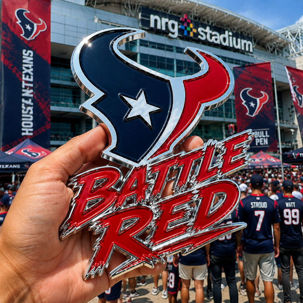🇺🇸 Last Day Promo: 49% OFF🐂Battle Red Car Emblem Metal Badge🏈