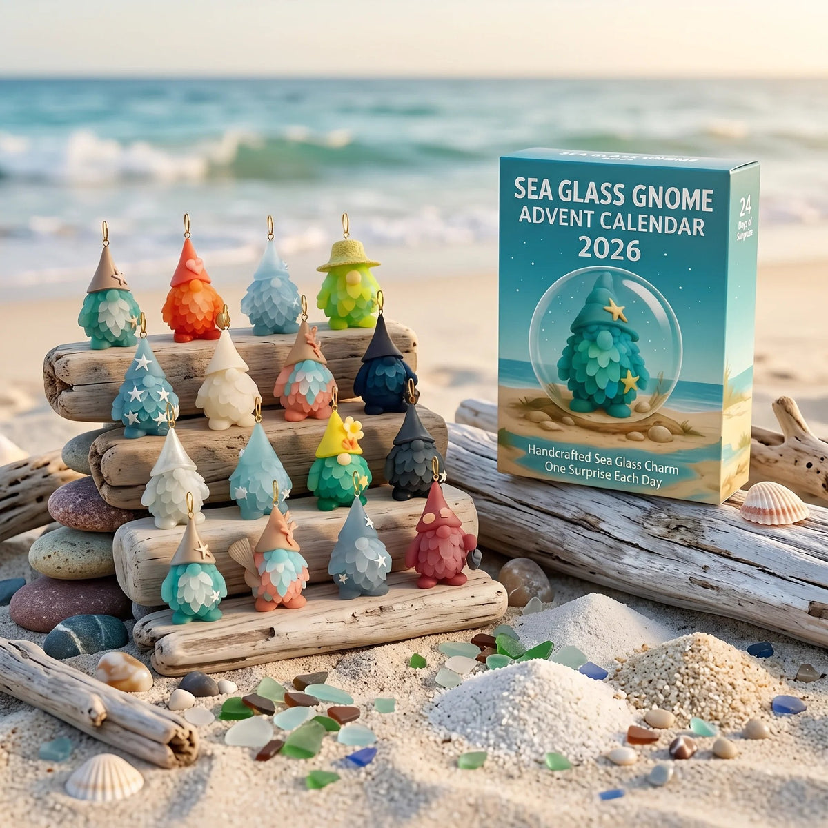 Sea Glass Gnome Advent Calendar 2026 – Coastal Holiday Decor