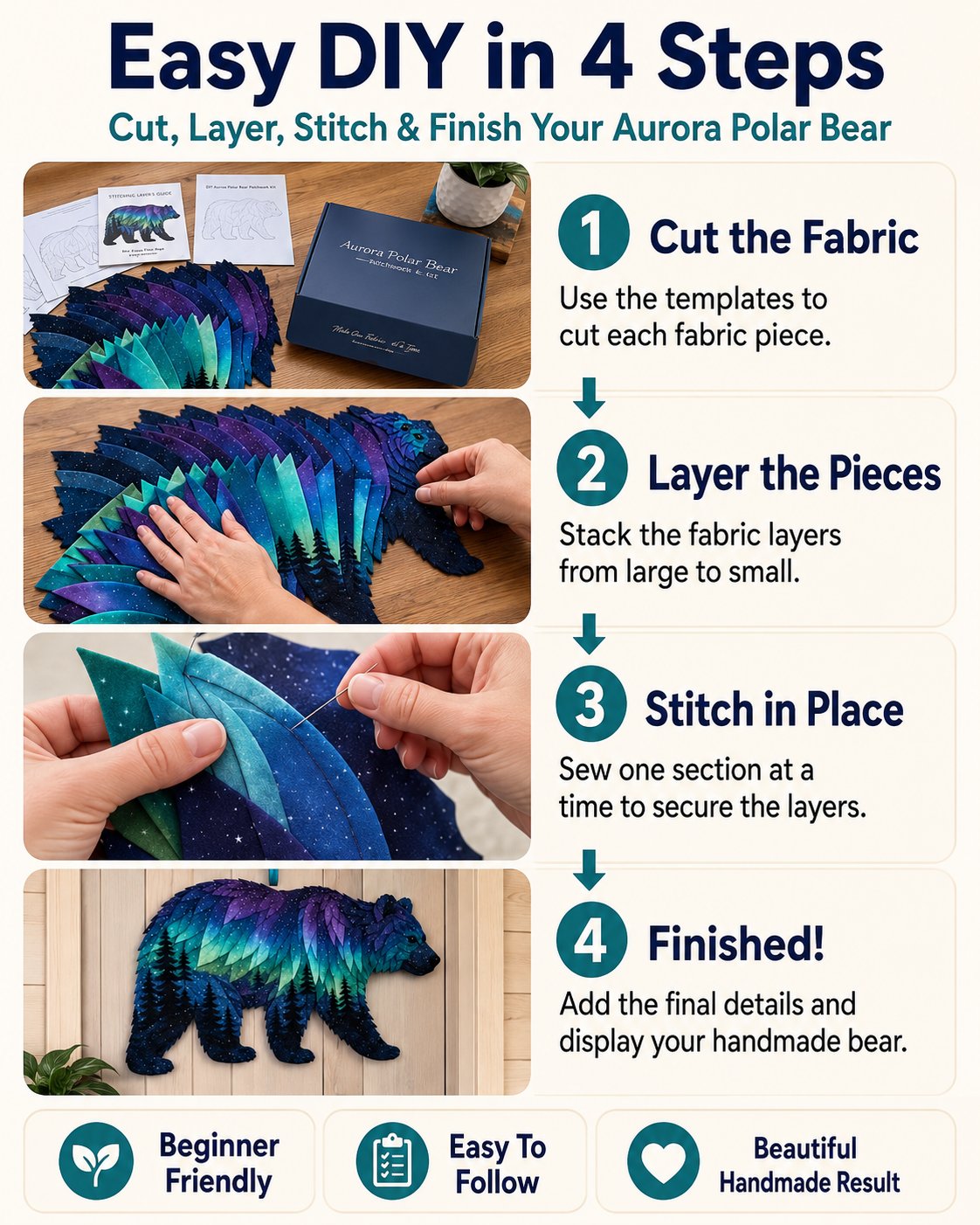 ⏳ Last Day 50% OFF – 🌌 Beginner-Friendly Northern Lights Wildlife DIY Patchwork Kit | Complete Kit with All Tools & Step-by-Step Guide Included 💕