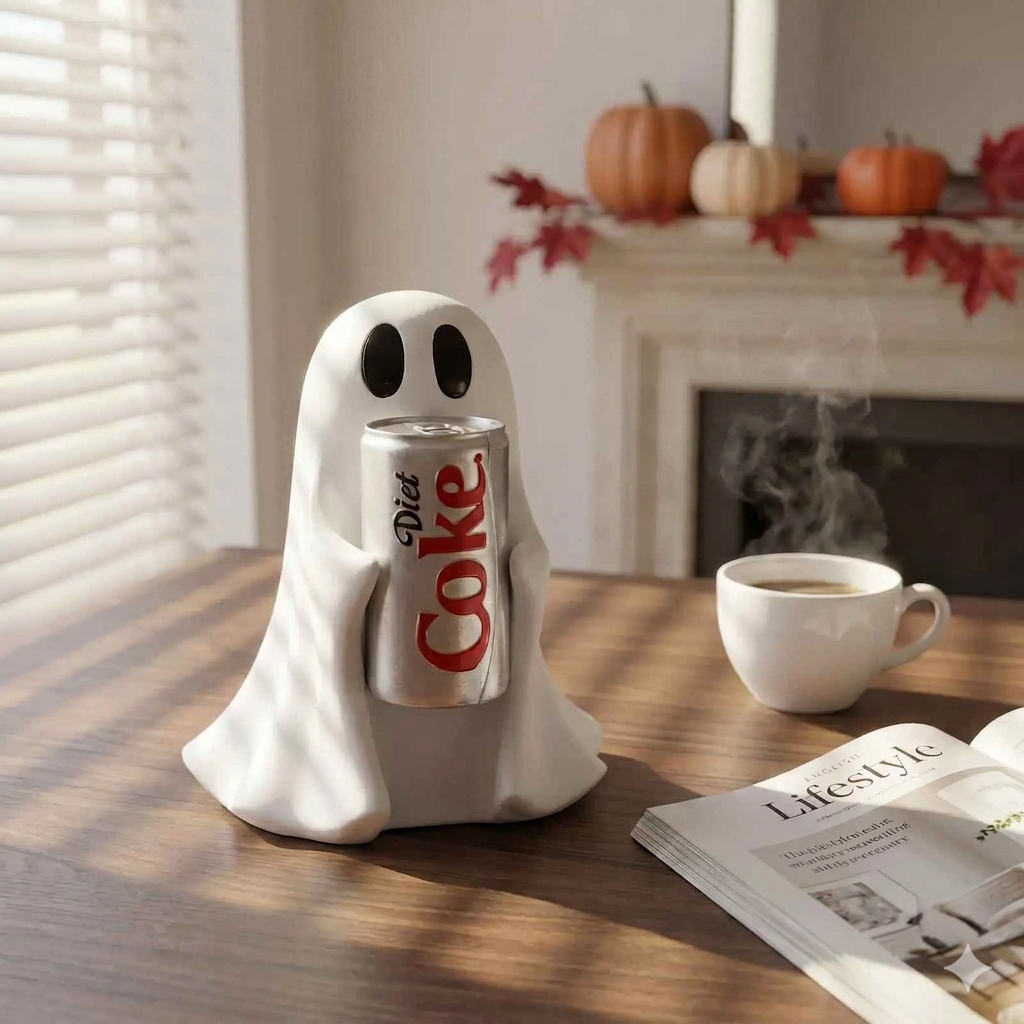 Ghost Holding Drink Resin Craft Ornament, Home Decor Item, Decor Figurine, Desktop Mini Sculpture, Halloween Decoration, Gift Idea, Cute Desktop Decoration, Decorative Piece #GLOBAL PICKS